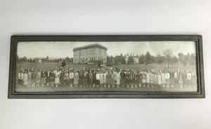 Antigua foto panorámica Wood-Mar Hall de la década de 1920 de una yarda de largo en la Universidad George Fox - Imagen 1 de 9