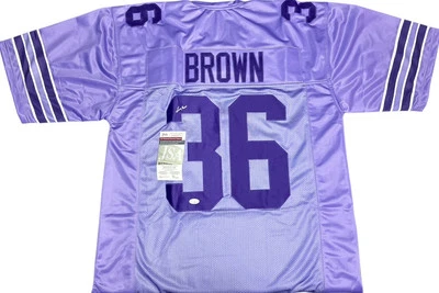 Kansas State Wildcats Larry Brown Signed Lavender Custom Jersey JSA Certified - Image 1 of 2