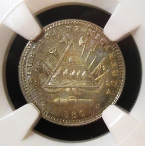 Nicaragua Republic Specimen 10 Centavos 1880-H SP66 NGC, Heaton mint, KM3. - Picture 1 of 4