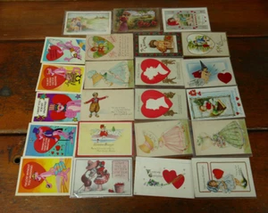 Vintage Lot Of 23 Assorted Valentines Day Postcards - Circa 1900s-1910s - Picture 1 of 10