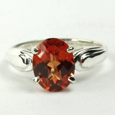 CREATED PADPARADSCHA SAPPHIRE Sterling Silver Ladies Ring -Handmade •SR058 - Image 1 of 4