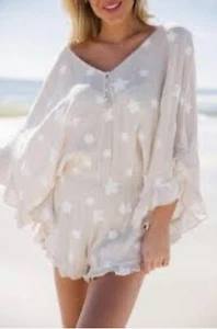 ANTHROPOLOGIE Judith March Neutral Star Romper Sz M AK103 - Picture 1 of 8