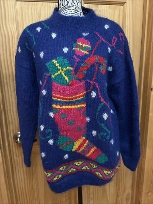 Suéter De Colección Feo Navidad Mezcla Lana Mohair Cuello Simulado Talla M Difuso Informal Esquina Foto 1 de 4