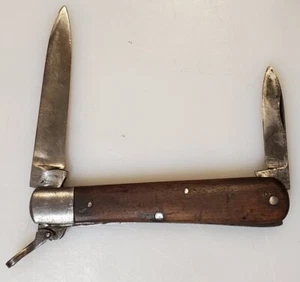 VINTAGE GERMANY / FRENCH WOOD SCALE RARE LEVER LOCKER FOLDING POCKET KNIFE - Picture 1 of 12