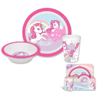 Sweet Einhorn Unicorn Kinder Geschirr-Set 3 tlg Becher Teller Schüssel - Bild 1 von 3