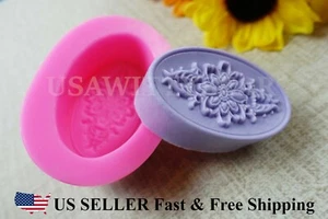 Ovale Bar Blumenmuster Zum Selbermachen Handgemachte Seifenform Silikonformen US-Verkäufer - Bild 1 von 5