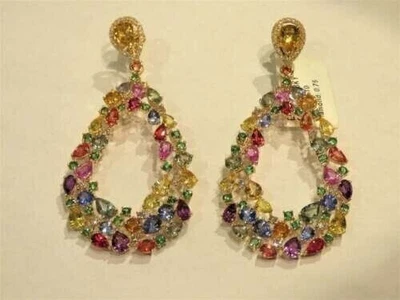 Attractive 12 TCW Multi Shape & Simulated Color Gemstone Women's Fine Earrings - Image 1 of 4