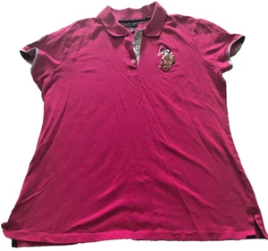 Camisa polo de golf para mujer talla L rosa bordada Big Pony calce ajustado US Polo Assn - Imagen 1 de 9