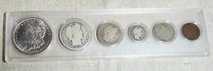 SIX (6) COIN SET-1884-O UC MORGAN DOLLAR,1912 HALF,1899-O QUARTER,1913 DIME, +2m - Picture 1 of 20