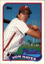 1989 Topps Philadelphia Phillies Baseball Card #385 Von Hayes