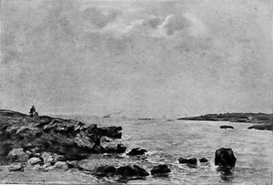 BAIE d'ANTIBES (Eugène Boudin) - Estampe 19e papier épais (sous serpente) - Imagen 1 de 2