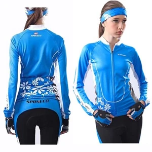 Sponeed Women's Cycling Long Sleeve Jersey Blue White Three Pockets Back Size M - Picture 1 of 14