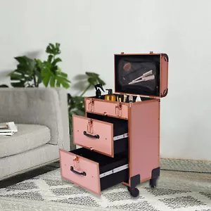 Alu Travel Rolling Makeup Train Case Cosmetic Trolley Makeup Storage Organizer - Picture 1 of 18