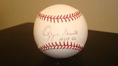 Ozzie Smith AUTOGRAPHED MAJOR LEAGUE BASEBALL SIGNED HOF 02 ST. LOUIS JSA AUTH - Image 1 of 3