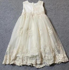 Bold Dream Flower Girl Dress 10 Ivory Embroidered Floral Lace Princess Weddings - Picture 1 of 11