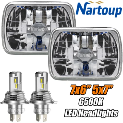 Pair Fit Ford F-150 1981 1982 1983 1984 7x6 5x7 LED Headlight Hi Lo Beam H6054 - Imagem 1 de 4