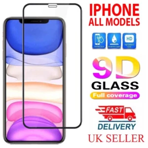 Full Cover Tempered Glass Screen Protector 9D For iPhone 11/12/13/14/15/16 XS X - Picture 1 of 4