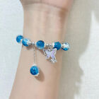Crystal Butterfly Pendant Elastic Bracelet Colorful Glass Beads Bracelet