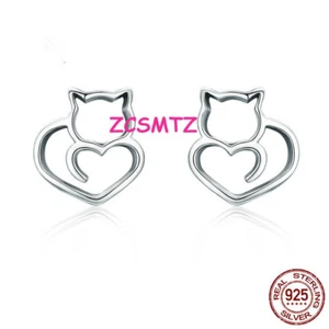 Neue Katze Ohrringe weiblich s925 Sterling Silber hohlen weiblichen Ohrringe - Bild 1 von 11