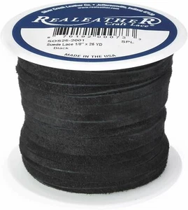 Realeather Cowhide Suede Lace, 1/8" x 25 yd, Multicolors Available - Picture 1 of 13