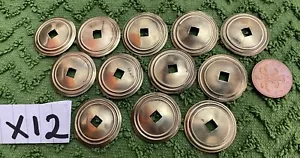 12 Original Brass Cupboard Door Knob Back Plates old Drop Pull handles 34x 6.5mm - Picture 1 of 5