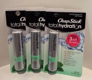 Lot of 3 Chapstick Total Hydration 3-In-1 Lip Care Cooling Peppermint - Fast - Picture 1 of 2