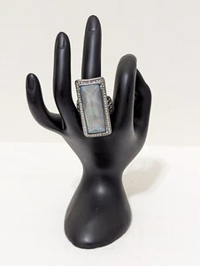 Oversized Fashion Blue Rhinestone Silver Statement Cocktail Stretch Ring - Picture 1 of 7