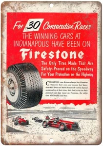 Pneumatici Firestone Indianapolis Speedway Riproduzione Insegna Metallo A548 - Foto 1 di 2
