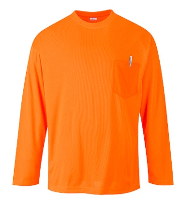 PORTWEST LONG SLEEVE ORANGE NON ANSI POCKET T-SHIRT SIZES M-5XL CHOOSE HOW MANY - Image 1 of 1