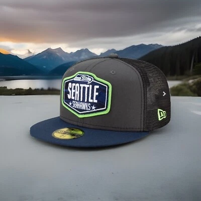 New Era Seattle Seahawks Hombres NFL Draft On-Stage 59FIFTY Gorra Ajustada 7 1/2 Foto 1 de 4