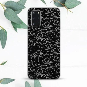 Moon Stars Clouds Aesthetic Black Case For Samsung Note 10 20 S21 S22 S23 S24 FE - Picture 1 of 1