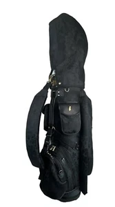 Vintage Bennington Floral Black Cart Golf Bag With Rain Hood~Umbrella Holder - Picture 1 of 12