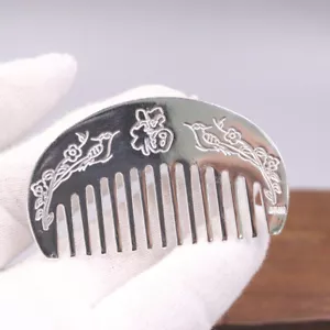 Peine de pelo vintage de plata pura para mujer grabado flor plata mini peine pequeño joyería - Imagen 1 de 7
