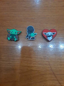 Lot Of 3 Star Wars Themed Croc Charm Jibz Grogu Mandalorian - Picture 1 of 2