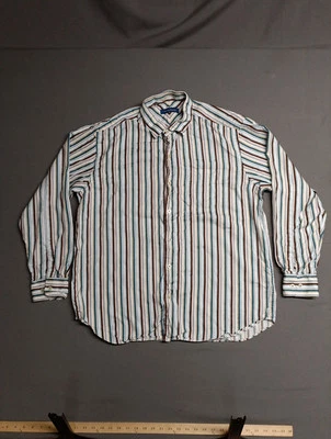 Tommy Bahama Silk Button Down Shirt Mens XL Striped Textured Pocket Western - Image 1 of 4