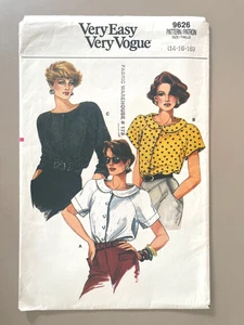 Blusa VOGUE Misses' Patrón Años 80 9626 Talla 14-16 - Imagen 1 de 2