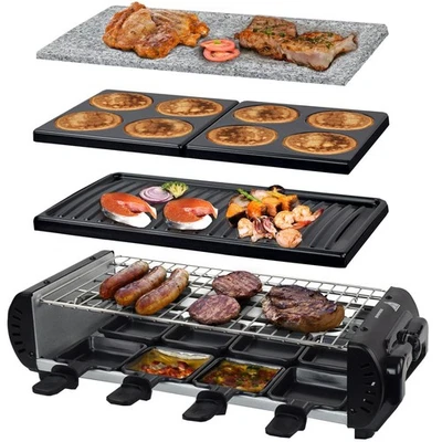Raclette für 8 Personen 4 Platten | heißer Stein | 1200W | Antihaftbeschichtet - - Bild 1 von 4