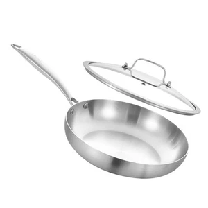 8 Inch Tri-Ply Stainless Steel Frying Pan with Lid,Omelet Pan,Egg Pan,Skillet... - Bild 1 von 7