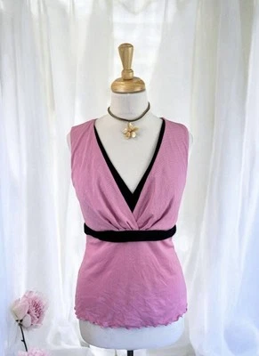 Camiseta sin mangas Babydoll de malla rosa negra de verano romántica bonita hada talla Y2K grande Foto 1 de 4