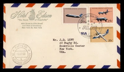 DR WHO 1968 NETHERLANDS ANTILLES FDC ALM AVIATION COMBO HOTEL ADVERTISIN M55653 - Image 1 of 2