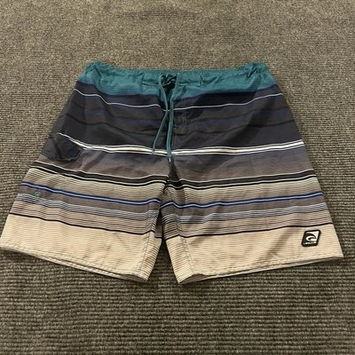 Pantalones Cortos de Natación Laguna Para Hombre Talla Grande Azul Rayas Forrados con Cordón Foto 1 de 4
