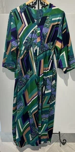 Vintage LA Honde Fashions Melbourne DRESS size M L tones midi Alcorso fabric - Picture 1 of 13