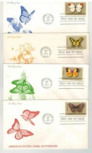 1977 BUTTERFLIES SET OF 4 DIFF SCARCE UNKNOWN FDCs SWALLOWTAIL CHECKERSPOT ETC - Picture 1 of 1