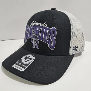 NEW '47 Adult Colorado Rockies Black Keystone Trucker Adjustable Snapback Hat - Picture 1 of 9