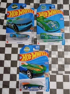 2023-2025 Hot Wheels Earth Day Exclusive Lot Of 3 Cars Green New Box Shipping - Picture 1 of 6