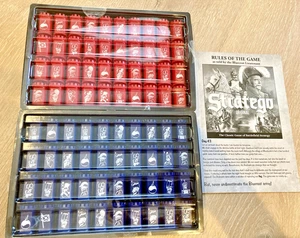 STRATEGO Battlefield Game Pieces NEW COMPLETE 40 Blue 40 Red Instruction Rules - Picture 1 of 7