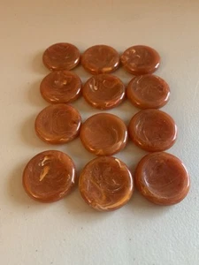 (12) Lot 1989 King's Court Super Checkers Bakelite ORANGE Replacement Pieces VTG - Picture 1 of 2