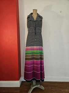 Maxi Vestido de Algodón Simona Couture Vintage Años 70 Talla 14 Se Ajusta a S-M - Imagen 1 de 21