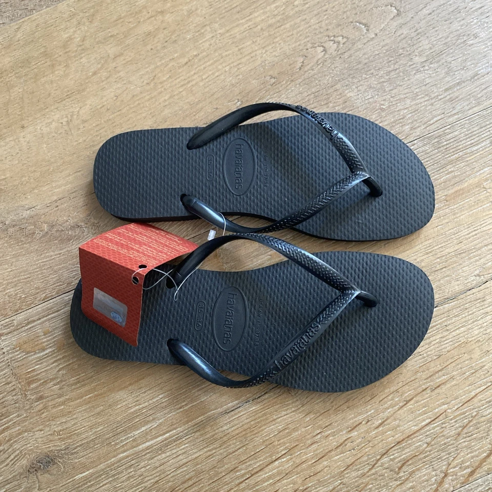 Havaianas Black Slim Flip Flops Size 35/36 EUR New - Image 1 of 4