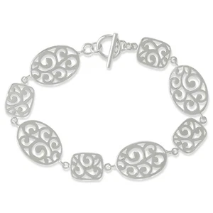 Filigranes Knebelarmband Sterlingsilber 925 oval und rechteckig - Bild 1 von 2